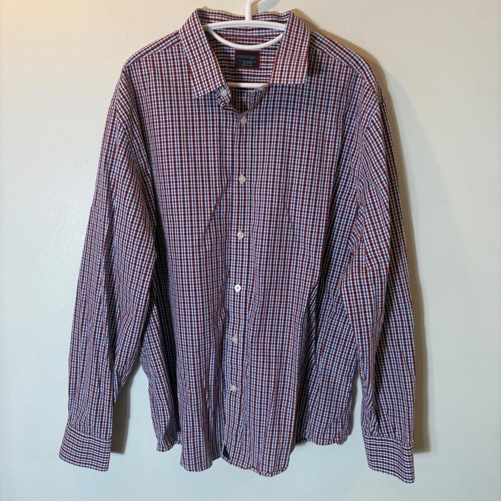 UNTUCKit Button Down Shirt Mens XXL Red Blue White Check